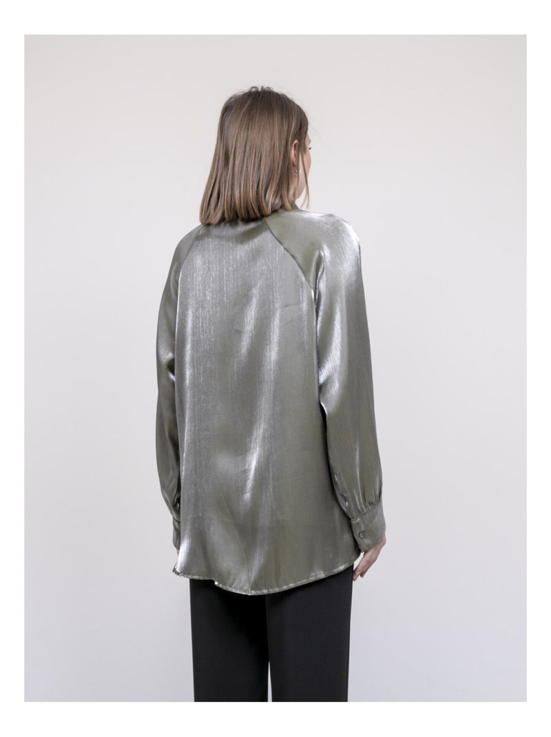 Ornella blouse met strik Kaki - Kiabi