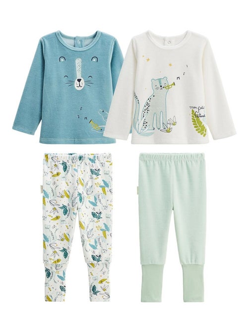 Oscar 2-delige velours kinderpyjamaset met oprolbare voetjes - Kiabi