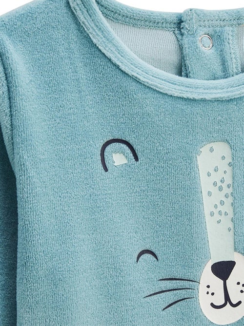 Oscar 2-delige velours kinderpyjamaset met oprolbare voetjes - Kiabi