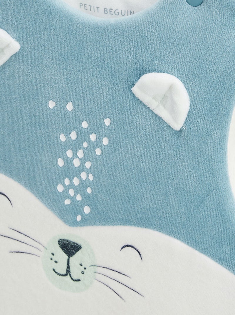 Oscar fluwelen winterslaapzak met oprolbare voetjes Blauw - Kiabi