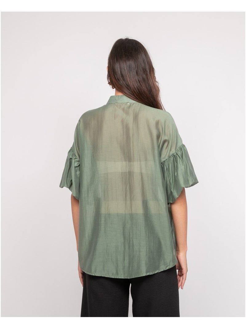Otela shirt met ballonmouwen Kaki - Kiabi