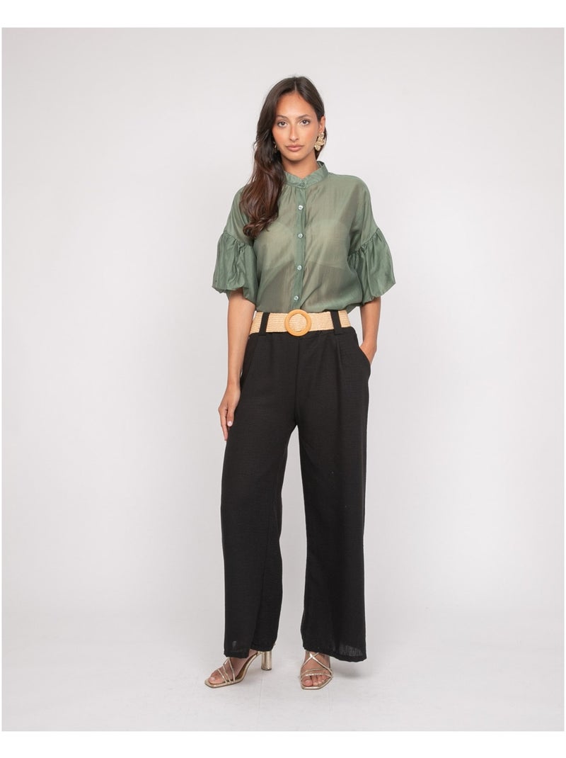 Otela shirt met ballonmouwen Kaki - Kiabi