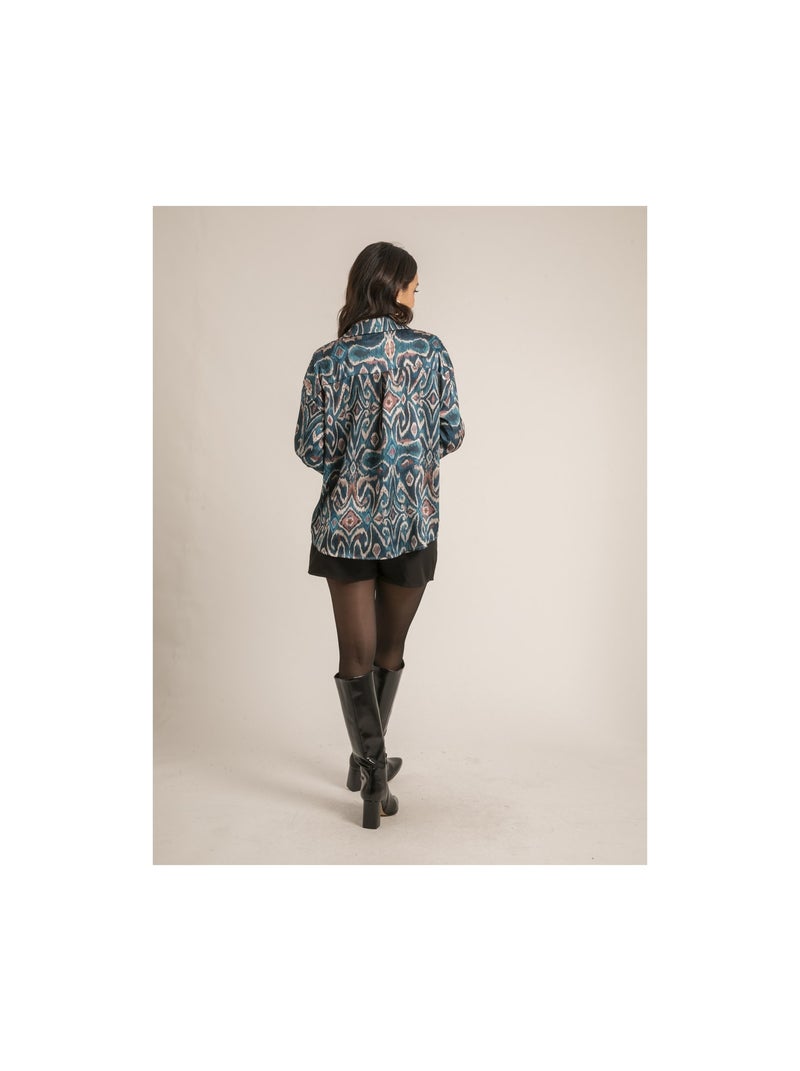Otilie losvallend shirt met patroon Petrolblauw - Kiabi