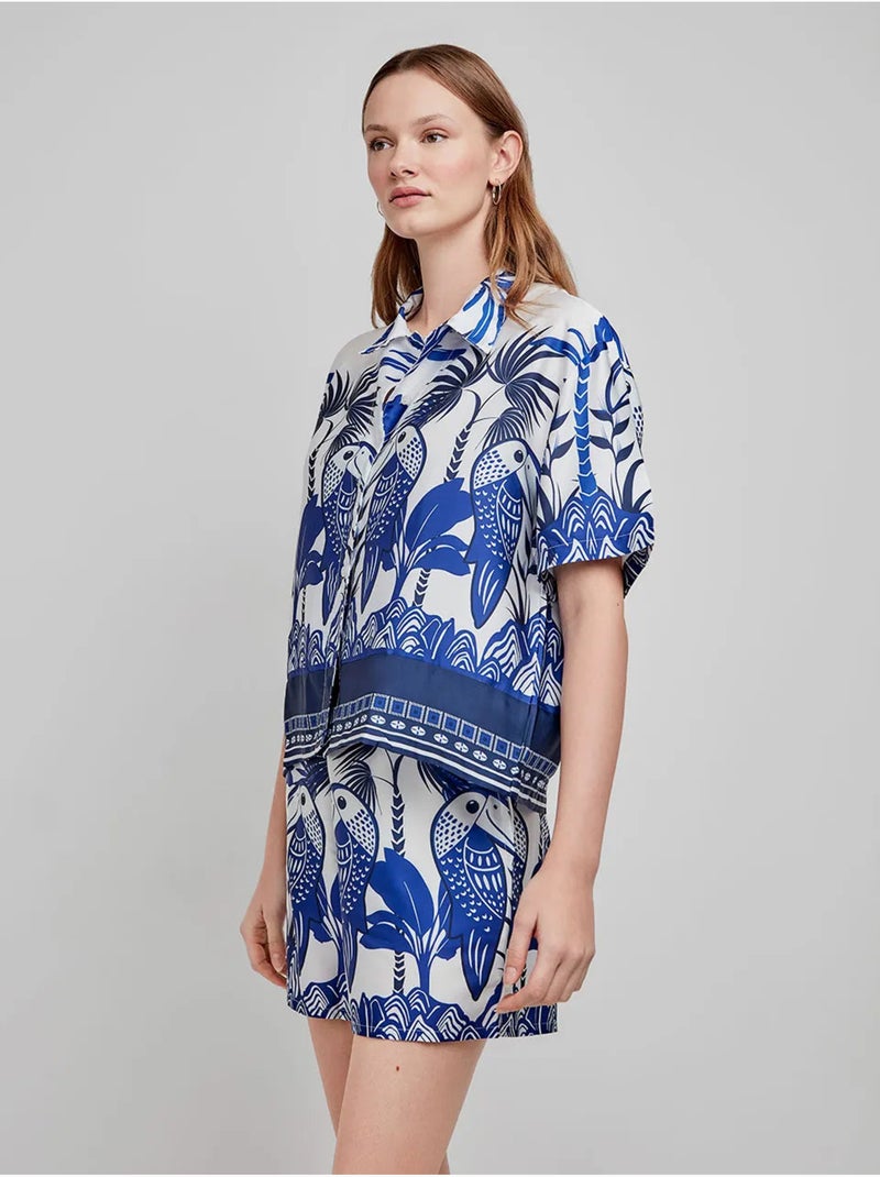 Overhemd korte mouw tropische print Multicolor - Kiabi