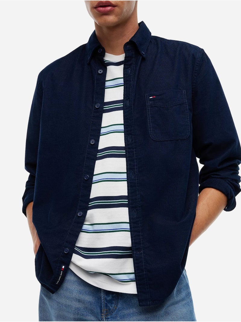 Overhemd met geknoopte kraag - tommy jeans Marineblauw - Kiabi