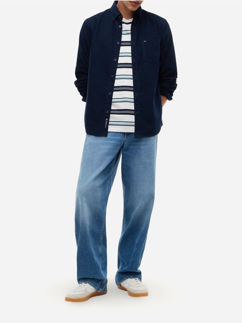 Overhemd met geknoopte kraag - tommy jeans Marineblauw - Kiabi