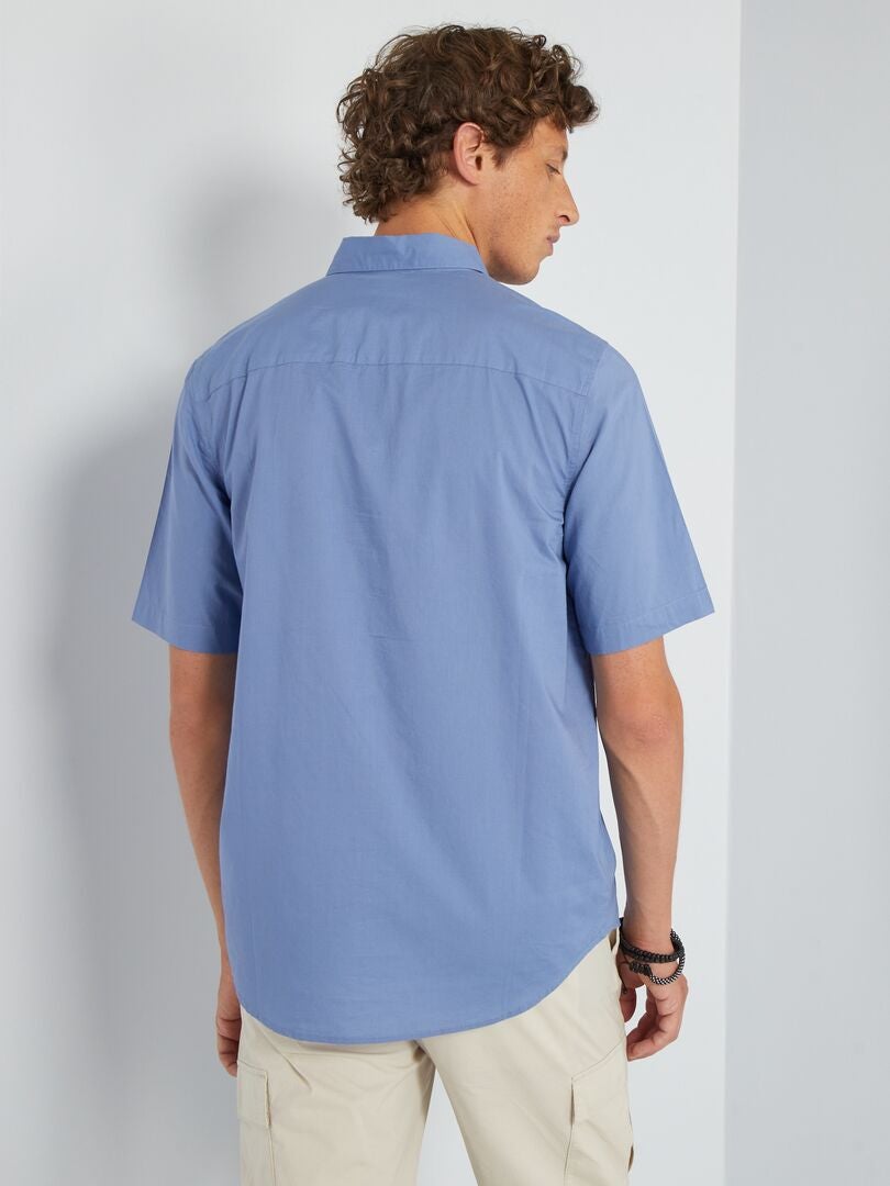 Overhemd met korte mouw blauw grijs - Kiabi