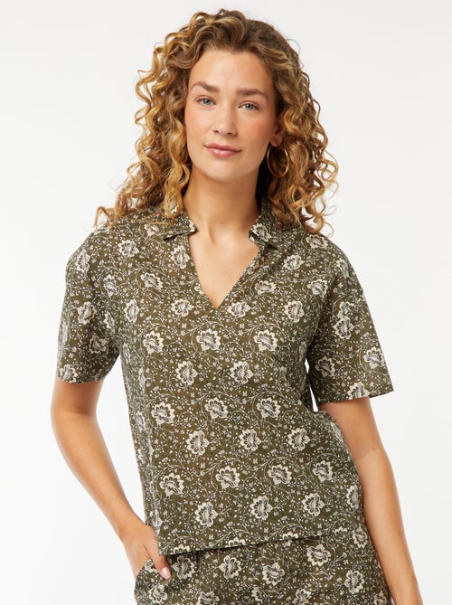 Overhemd met korte mouw en bloemmotiefje - Kiabi