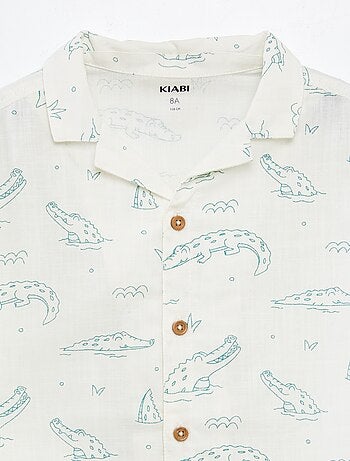 Overhemd met korte mouw en pyjamakraag met print