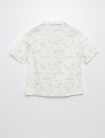 Overhemd met korte mouw en pyjamakraag met print