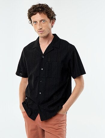 Overhemd met korte mouwen en broderie anglaise