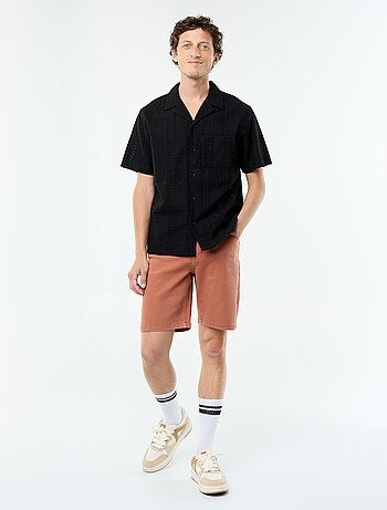 Overhemd met korte mouwen en broderie anglaise