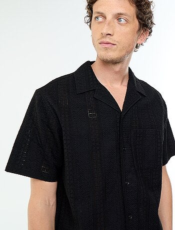 Overhemd met korte mouwen en broderie anglaise