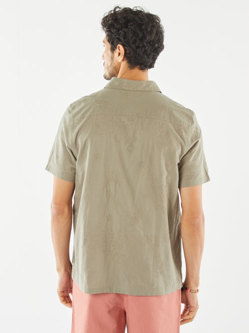 Overhemd met korte mouwen en geborduurd motiefje - Kiabi