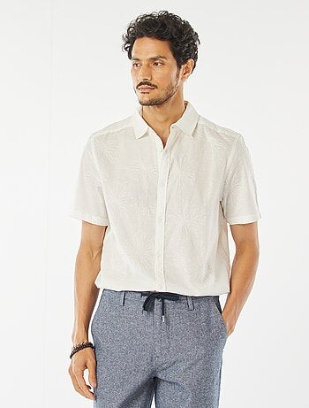 Overhemd met korte mouwen en geborduurd motiefje