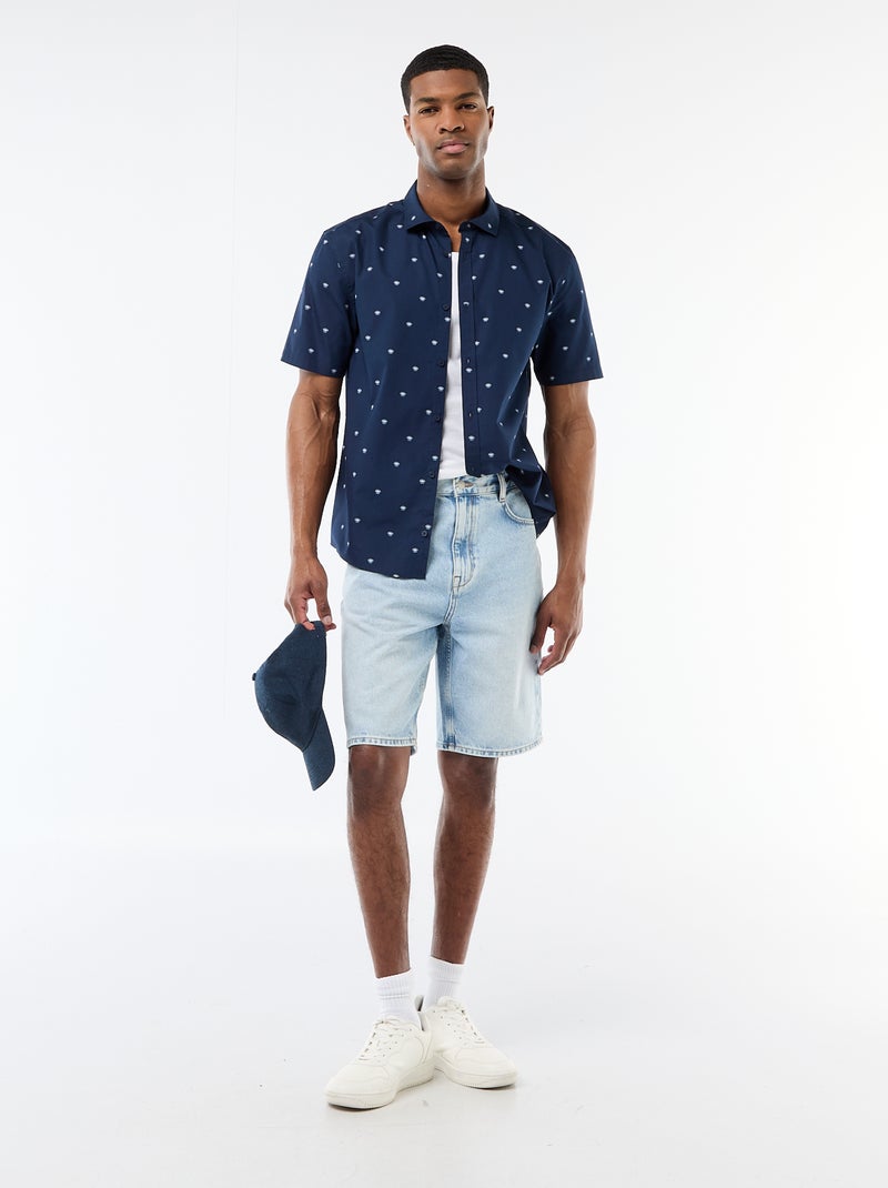 Overhemd met korte mouwen en knoopsluiting Blauw - Kiabi