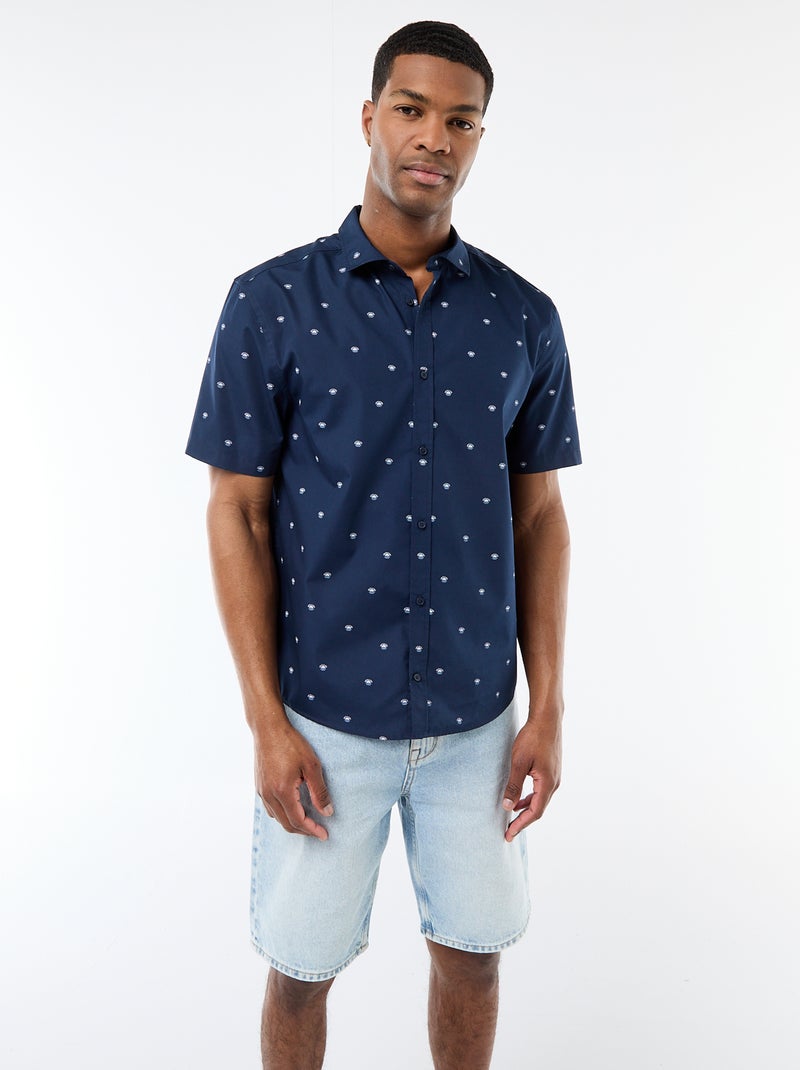 Overhemd met korte mouwen en knoopsluiting Blauw - Kiabi