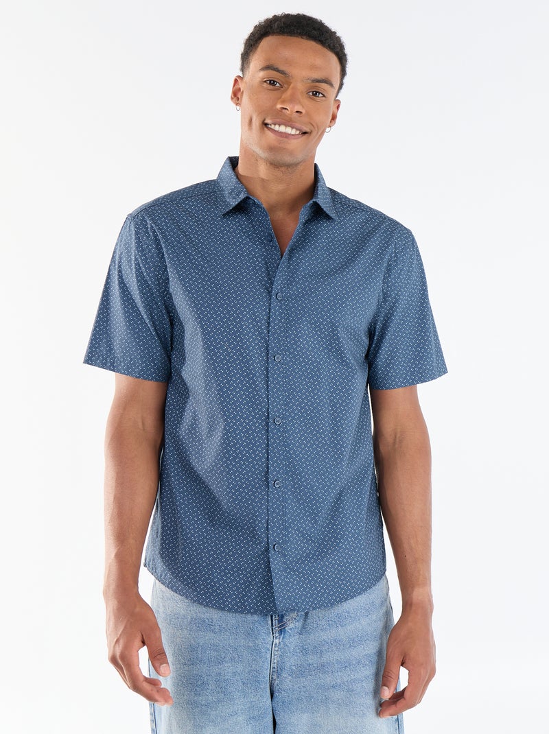 Overhemd met korte mouwen en knoopsluiting Blauw - Kiabi