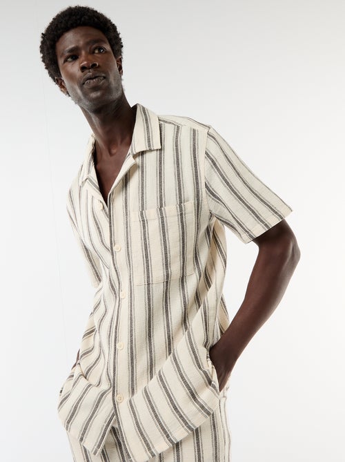 Overhemd met korte mouwen en kraag met inkeping - Kiabi