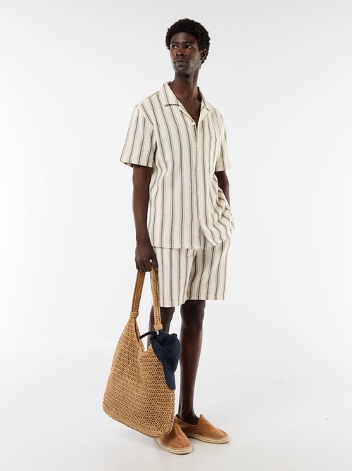 Overhemd met korte mouwen en kraag met inkeping - Kiabi