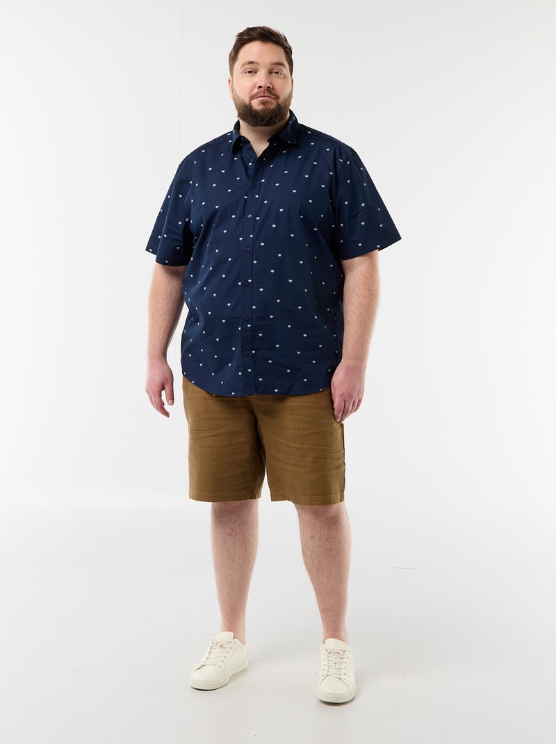 Overhemd met korte mouwen en motief Blauw - Kiabi