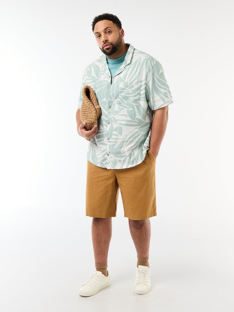 Overhemd met korte mouwen en motief Groen - Kiabi