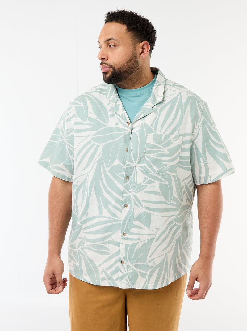 Overhemd met korte mouwen en motief Groen - Kiabi