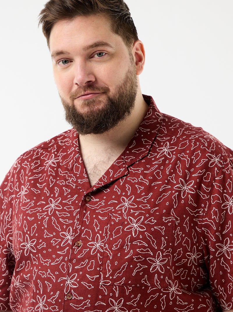 Overhemd met korte mouwen en motief Rood - Kiabi