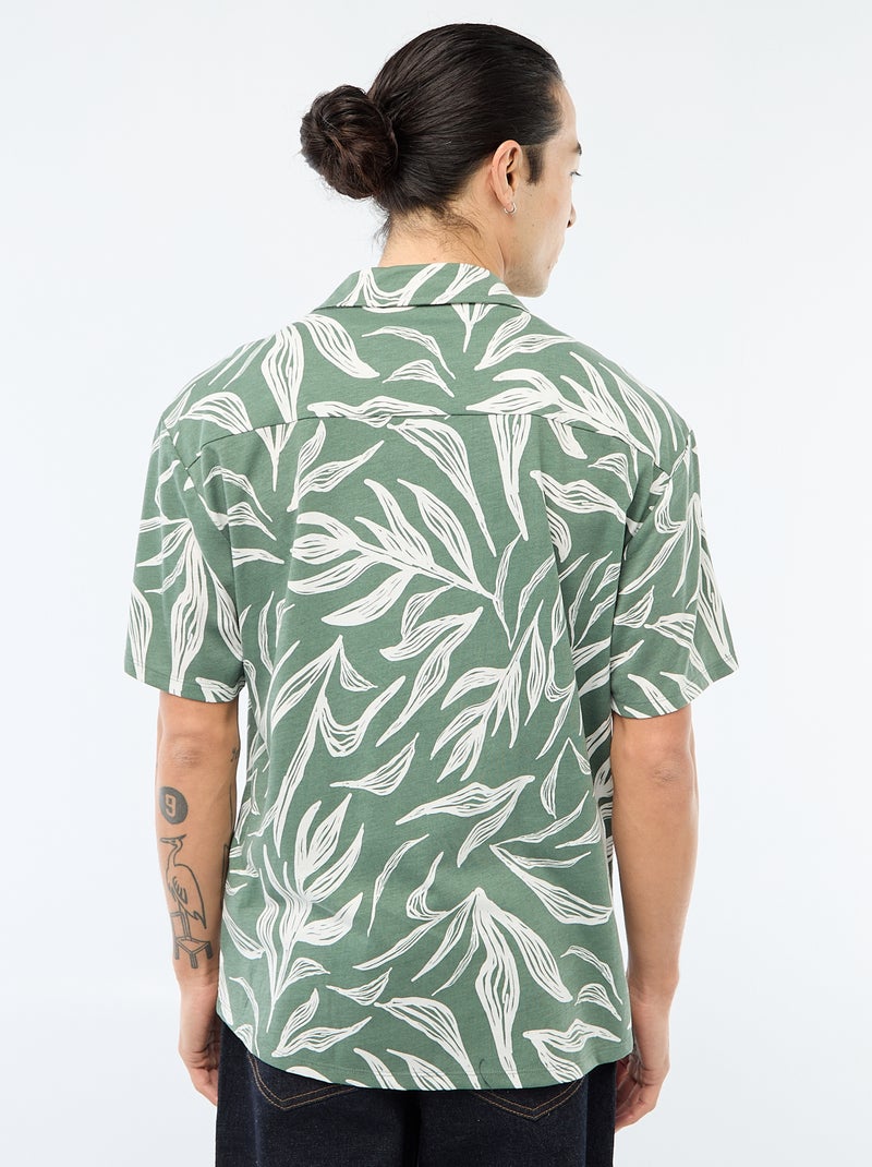 Overhemd met korte mouwen en motiefje Groen - Kiabi