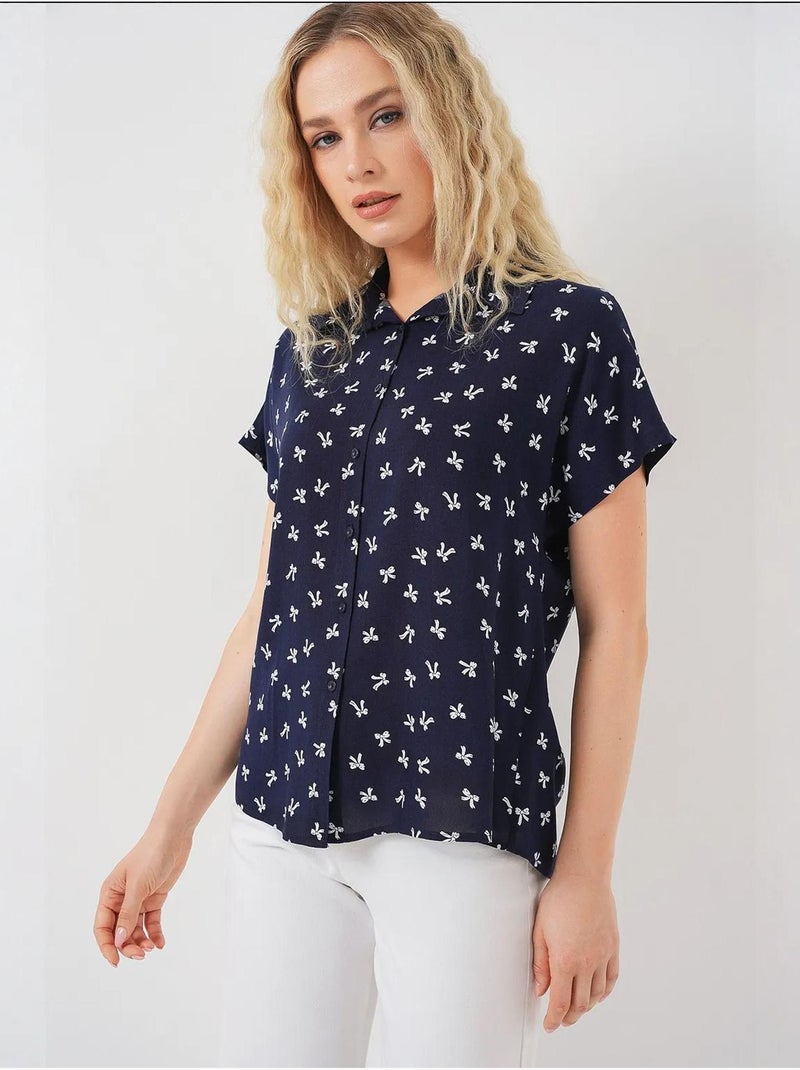 Overhemd met korte mouwen en print bdart Marineblauw - Kiabi