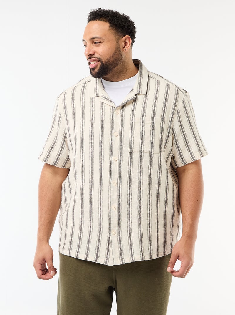 Overhemd met korte mouwen en strepen Wit - Kiabi