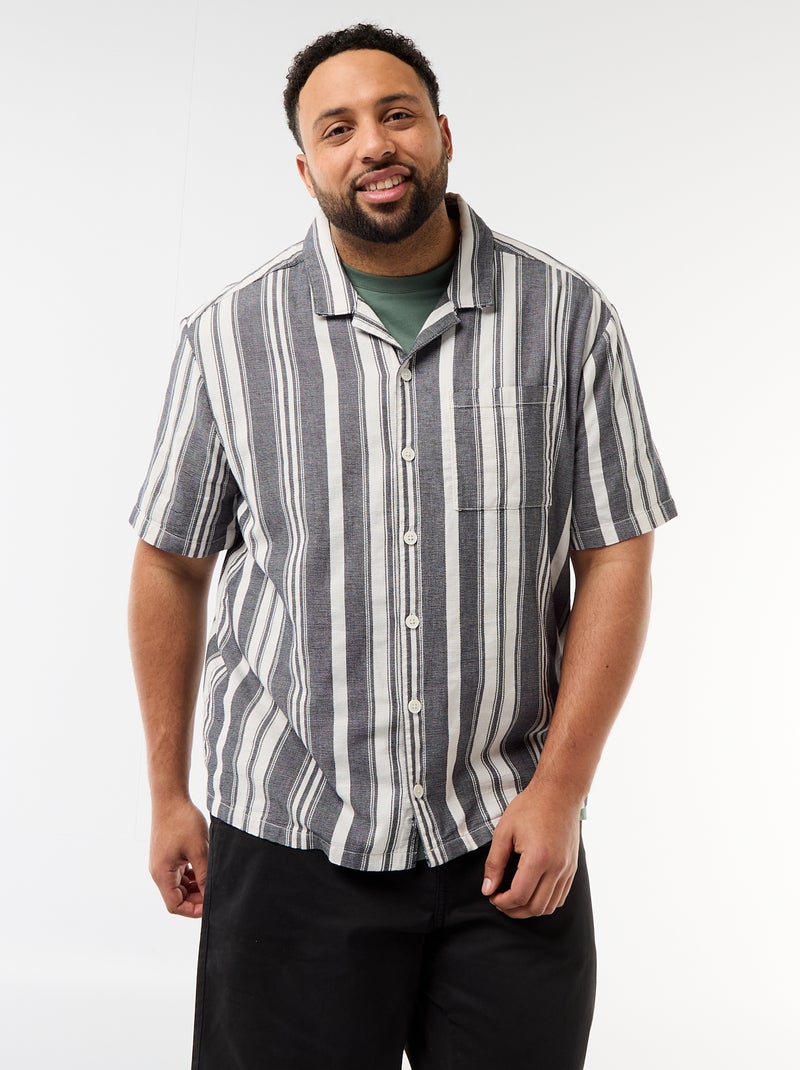 Overhemd met korte mouwen en strepen Zwart - Kiabi