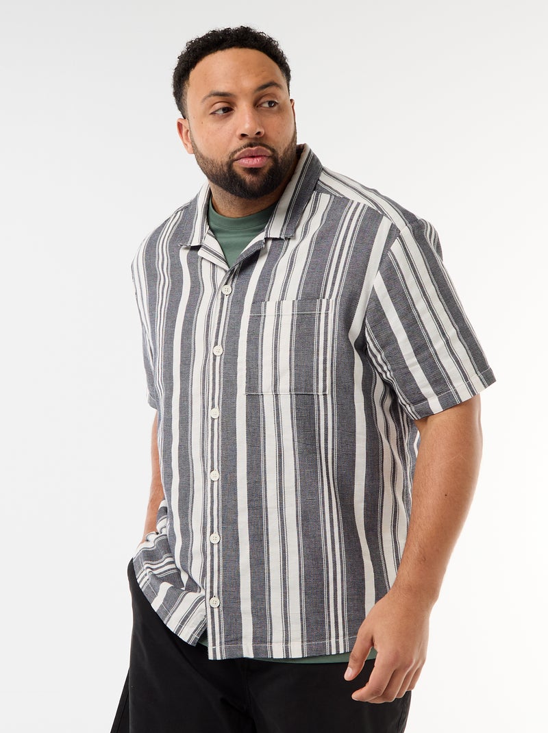 Overhemd met korte mouwen en strepen Zwart - Kiabi