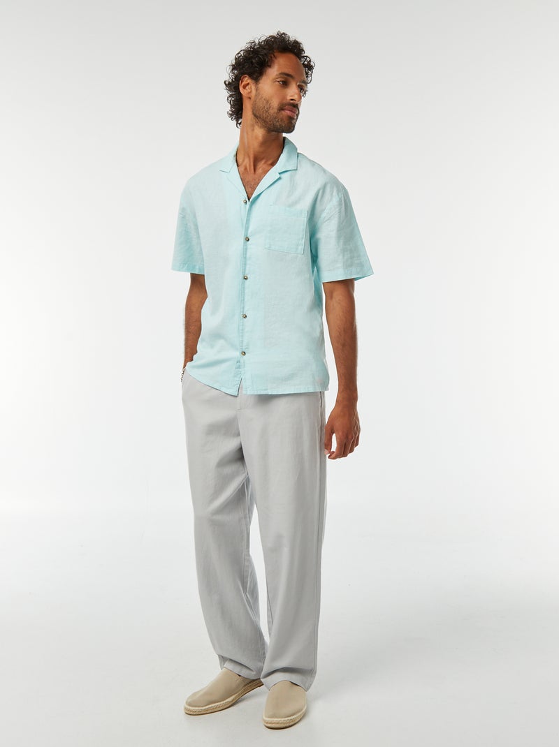 Overhemd met korte mouwen ent borstzakje Blauw - Kiabi