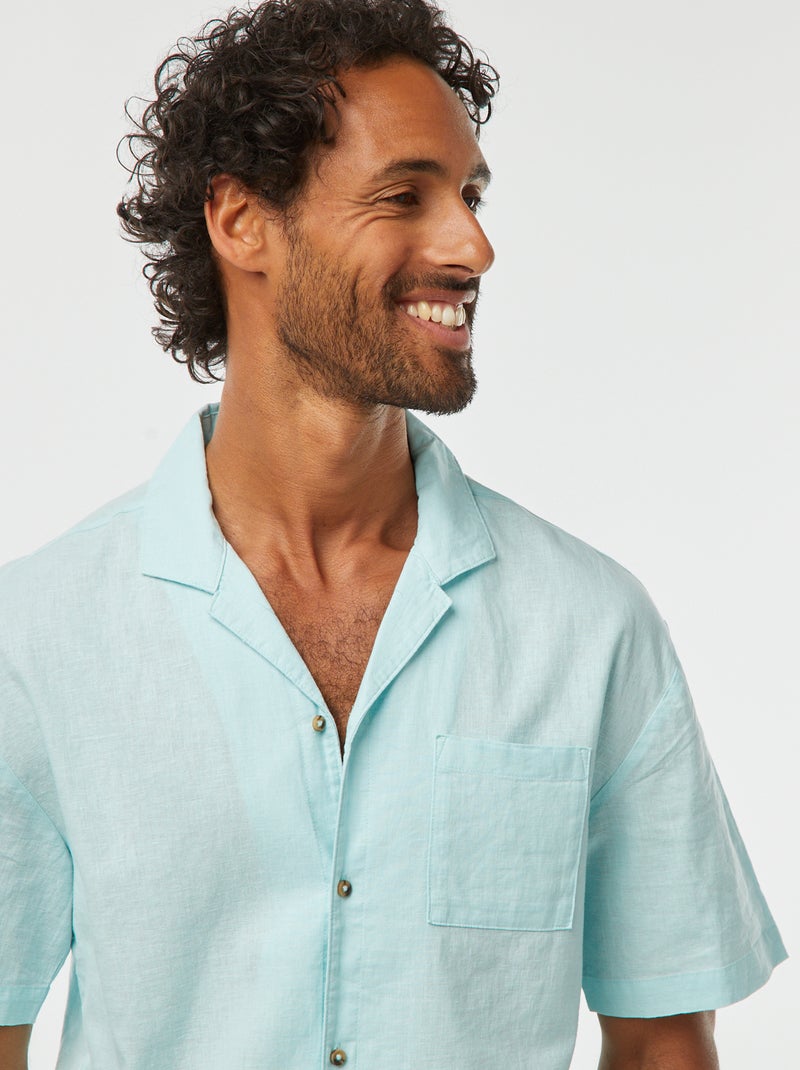 Overhemd met korte mouwen ent borstzakje Blauw - Kiabi