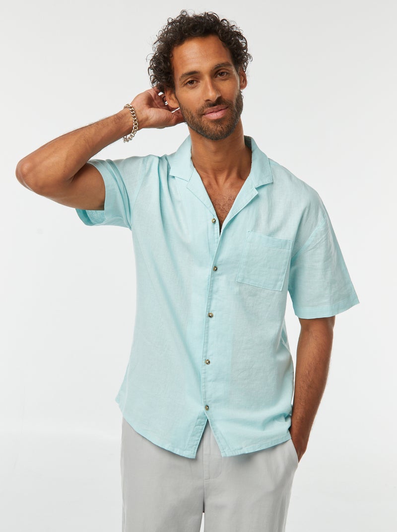 Overhemd met korte mouwen ent borstzakje Blauw - Kiabi