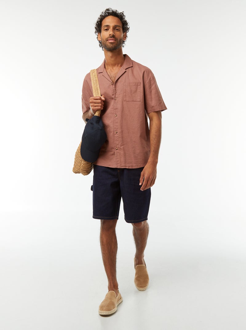 Overhemd met korte mouwen ent borstzakje Bruin - Kiabi