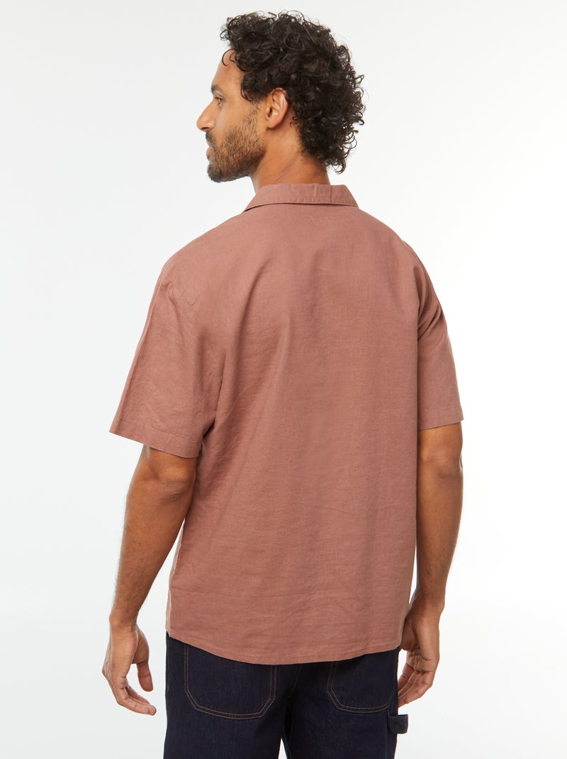 Overhemd met korte mouwen ent borstzakje Bruin - Kiabi