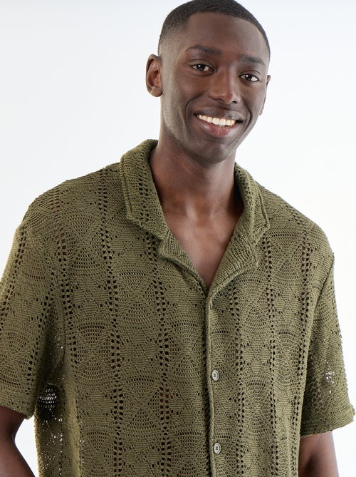 Overhemd met korte mouwen van ajourgebreide stof - Kiabi Overhemd met korte mouwen van ajourgebreide stof - Kiabi
