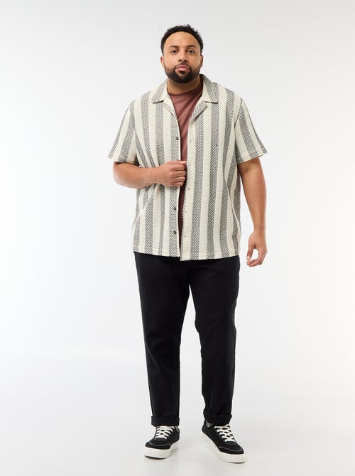 Overhemd met korte mouwen van ajourgebreide stof - Kiabi