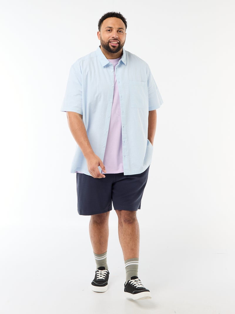 Overhemd met korte mouwen van crêpestof Blauw - Kiabi