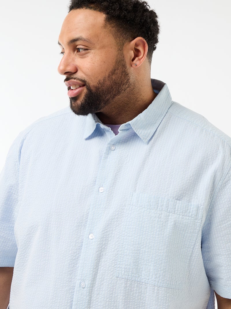 Overhemd met korte mouwen van crêpestof Blauw - Kiabi