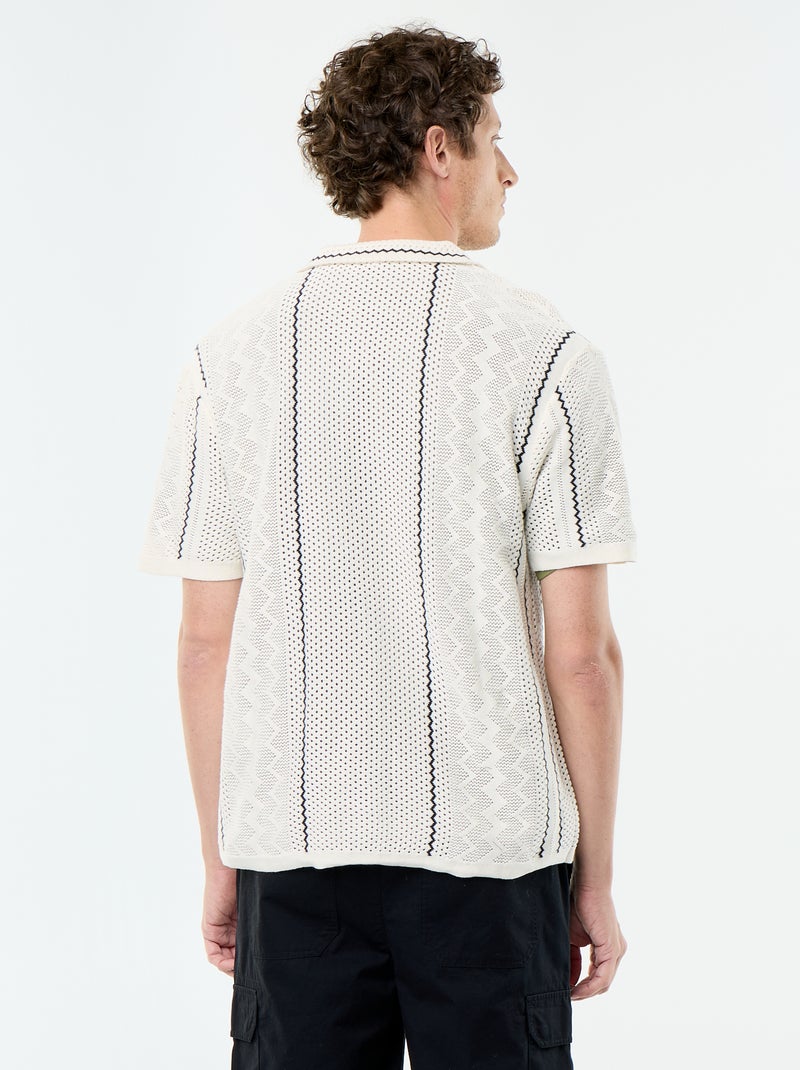 Overhemd met korte mouwen van fantasietricot Biege - Kiabi