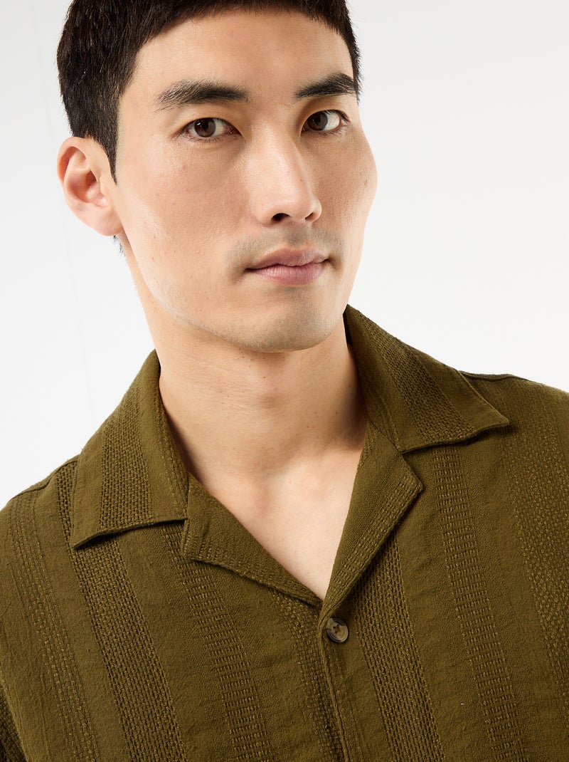 Overhemd met korte mouwen van fantasietricot Groen - Kiabi