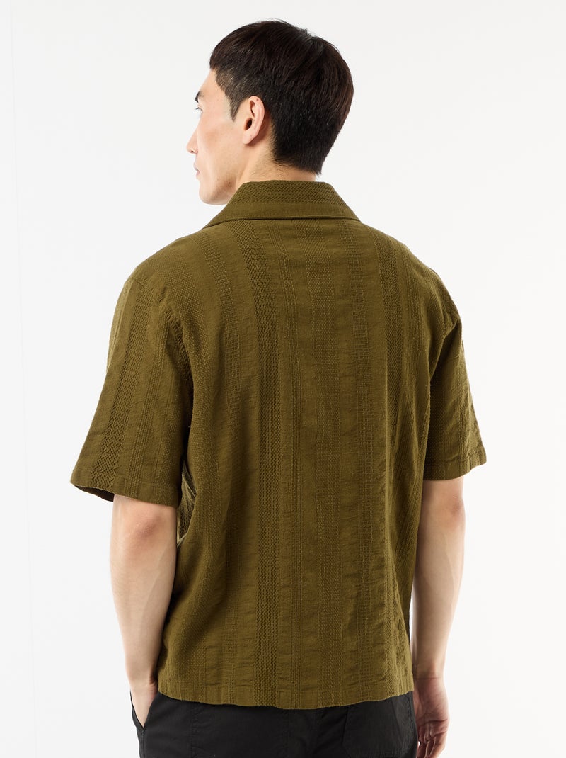 Overhemd met korte mouwen van fantasietricot Groen - Kiabi