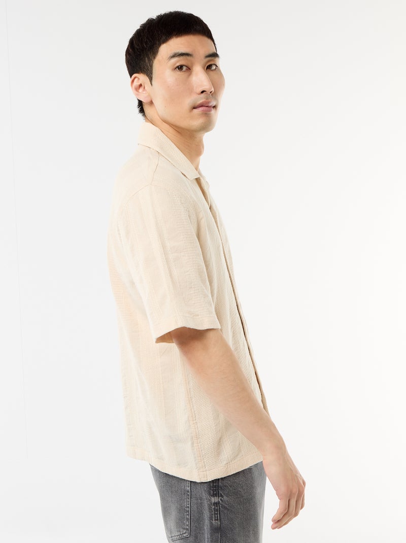 Overhemd met korte mouwen van fantasietricot Wit - Kiabi