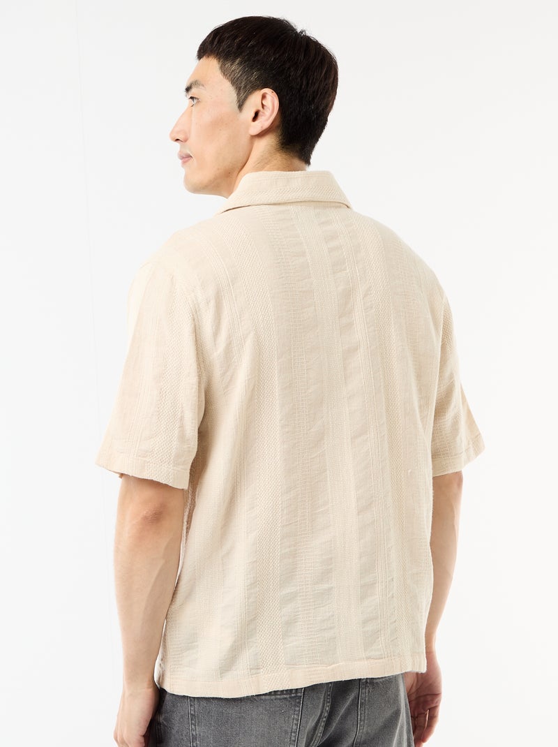 Overhemd met korte mouwen van fantasietricot Wit - Kiabi