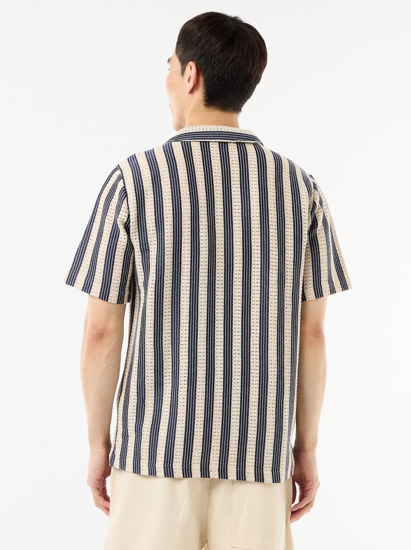 Overhemd met korte mouwen van gehaakte stof Blauw - Kiabi