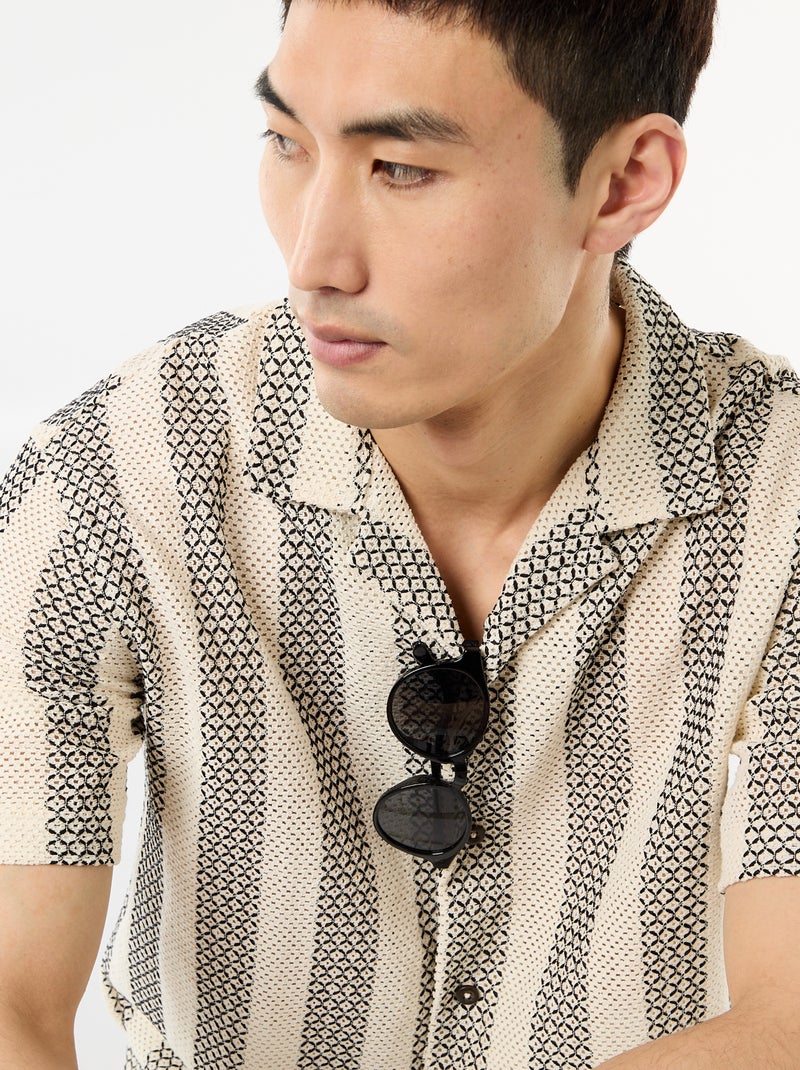 Overhemd met korte mouwen van gehaakte stof Wit - Kiabi