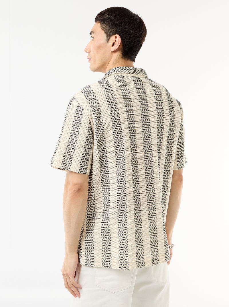 Overhemd met korte mouwen van gehaakte stof Wit - Kiabi